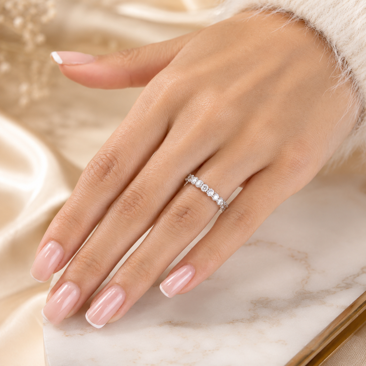 3.41 CT Lab-Grown Diamond Eternity Ring in 14K White Gold (D–F / VS1–VS2)