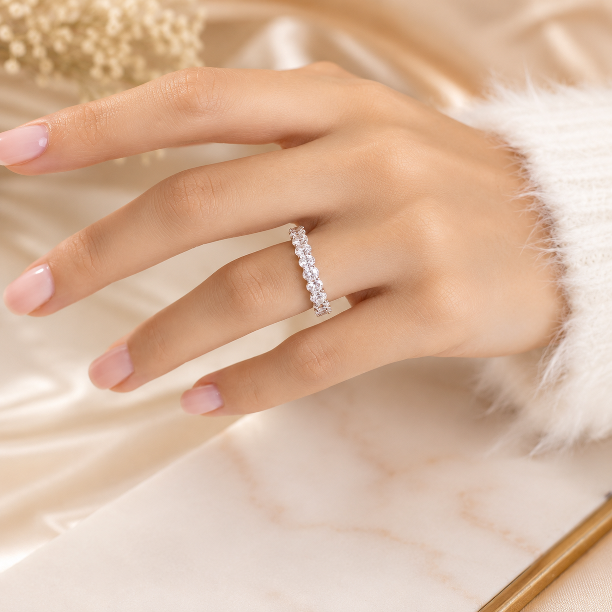 3.41 CT Lab-Grown Diamond Eternity Ring in 14K White Gold (D–F / VS1–VS2)