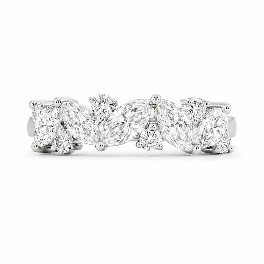1.41 CT Lab-Grown Diamond Half Eternity Band in 14K White Gold (D–F / VS1–VS2)