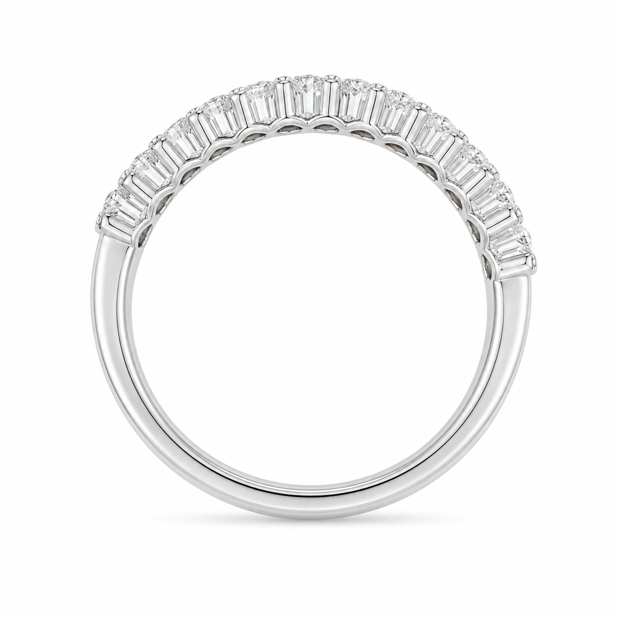 1.00 CT Lab-Grown Diamond Half Eternity Ring in 14K White Gold (D–F / VS1–VS2)