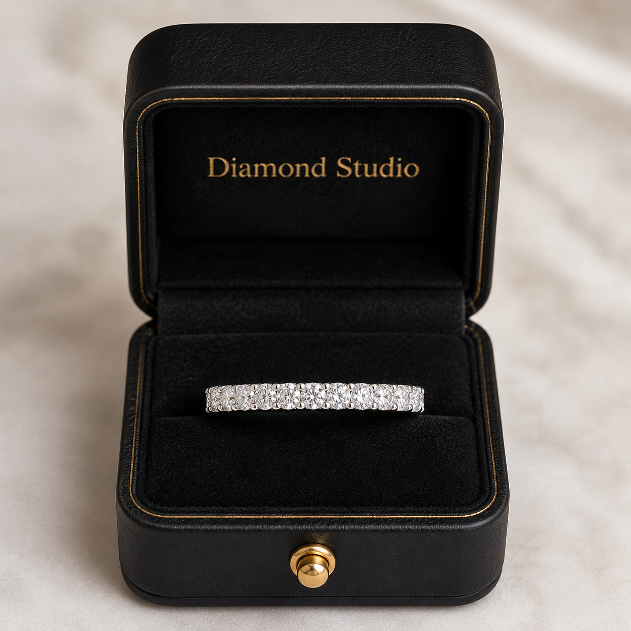 1.00 CT Lab-Grown Diamond Half Eternity Ring in 14K White Gold (D–F / VS1–VS2)