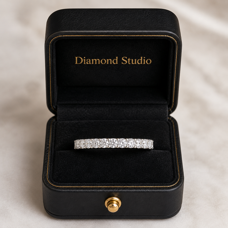 1.00 CT Lab-Grown Diamond Half Eternity Ring in 14K White Gold (D–F / VS1–VS2)