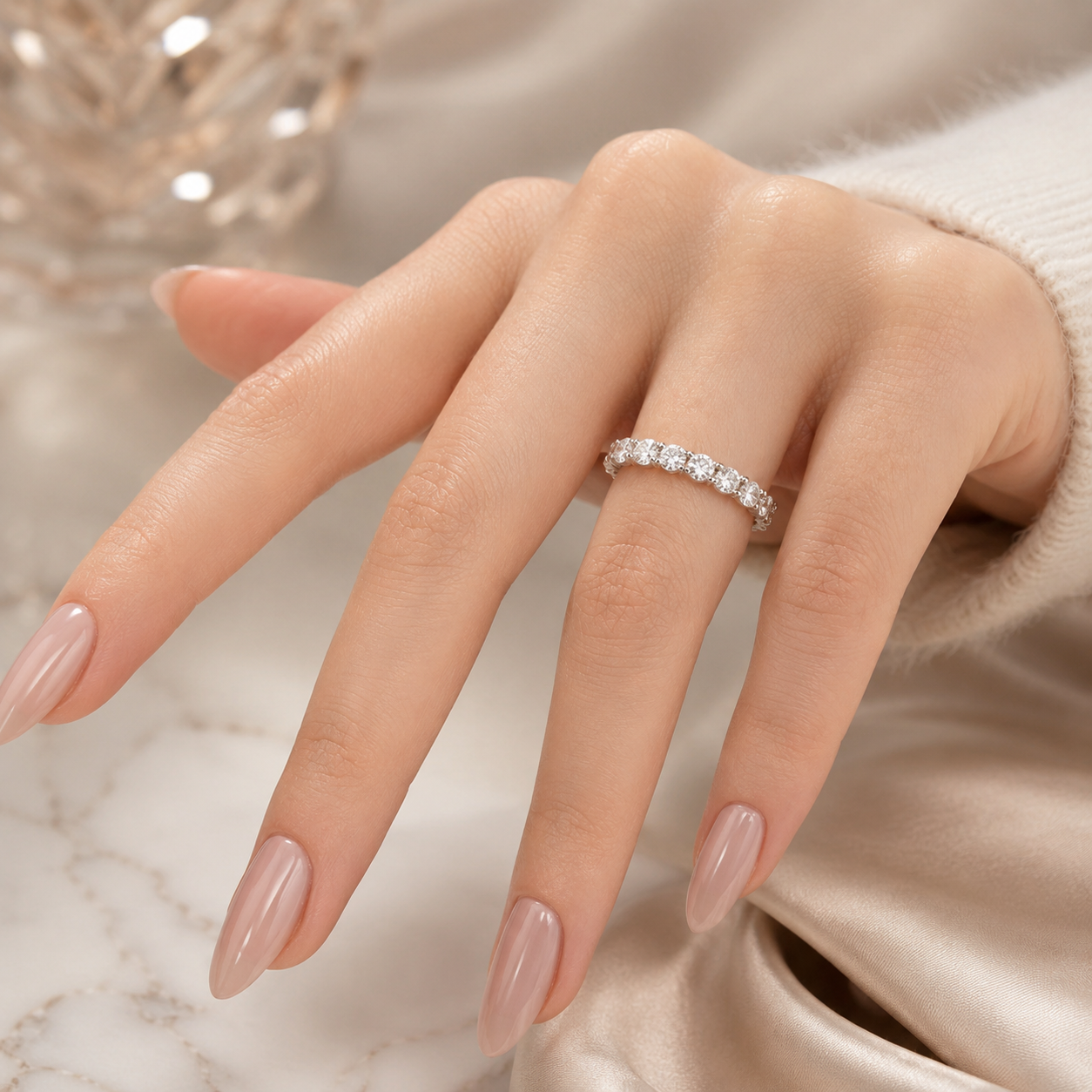 3.54 CT Lab-Grown Diamond Eternity Band in 14K White Gold (D–F / VS1–VS2)