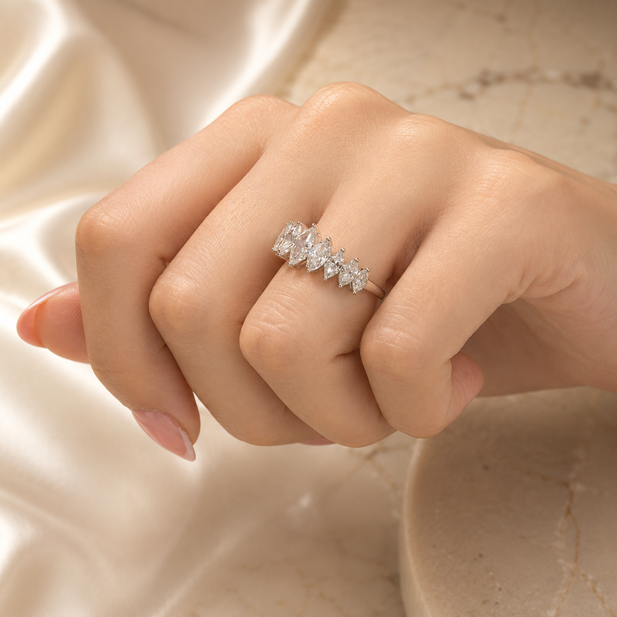 1.40 CT Lab-Grown Diamond Band Fashion Ring in 14K White Gold (D–F / VS1–VS2)