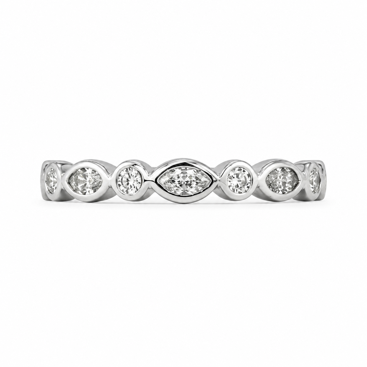 1.00 CT Lab-Grown Diamond Half Eternity Band in 14K White Gold (Dâ€“F / VS1â€“VS2) from Diamond Studio