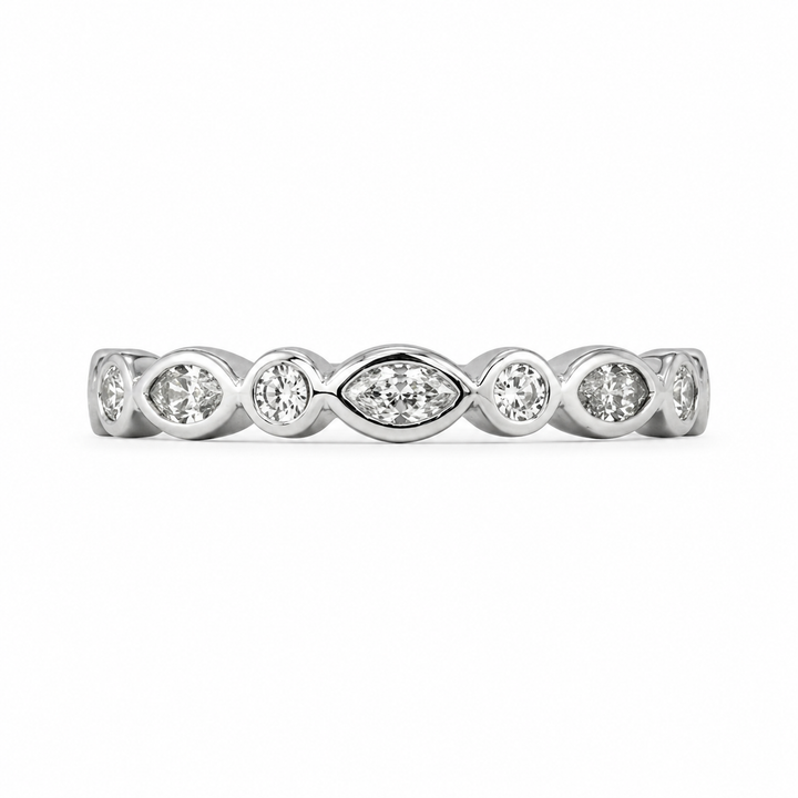 1.00 CT Lab-Grown Diamond Half Eternity Band in 14K White Gold (Dâ€“F / VS1â€“VS2) from Diamond Studio