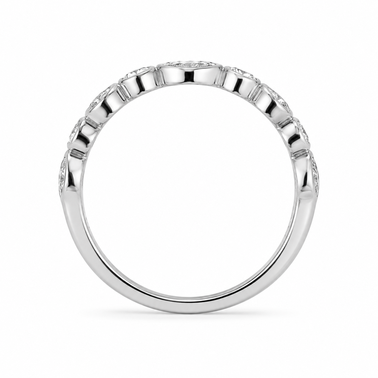 1.00 CT Lab-Grown Diamond Half Eternity Band in 14K White Gold (D–F / VS1–VS2)
