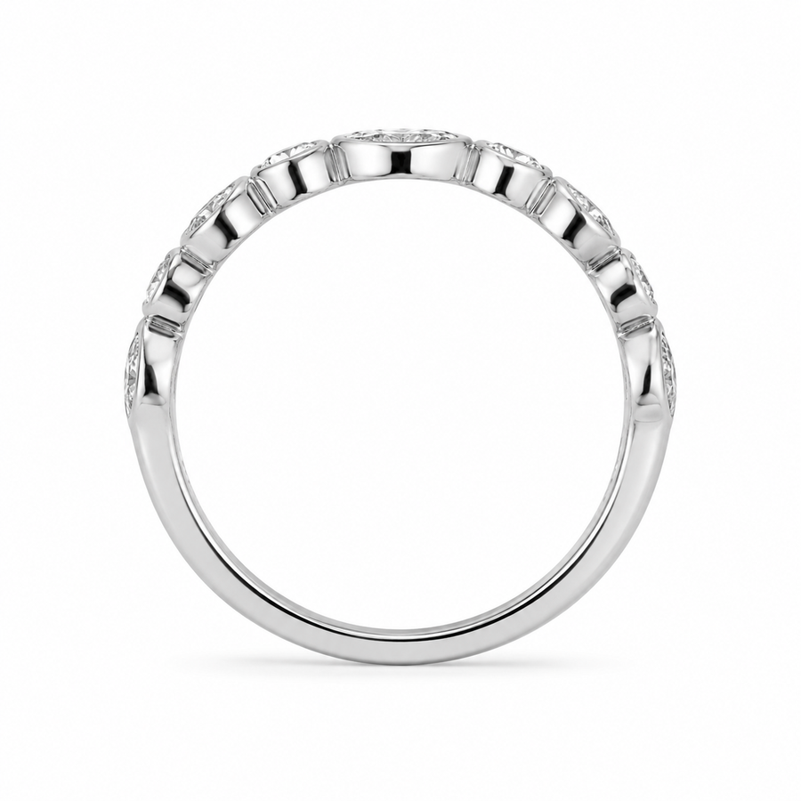 1.00 CT Lab-Grown Diamond Half Eternity Band in 14K White Gold (D–F / VS1–VS2)