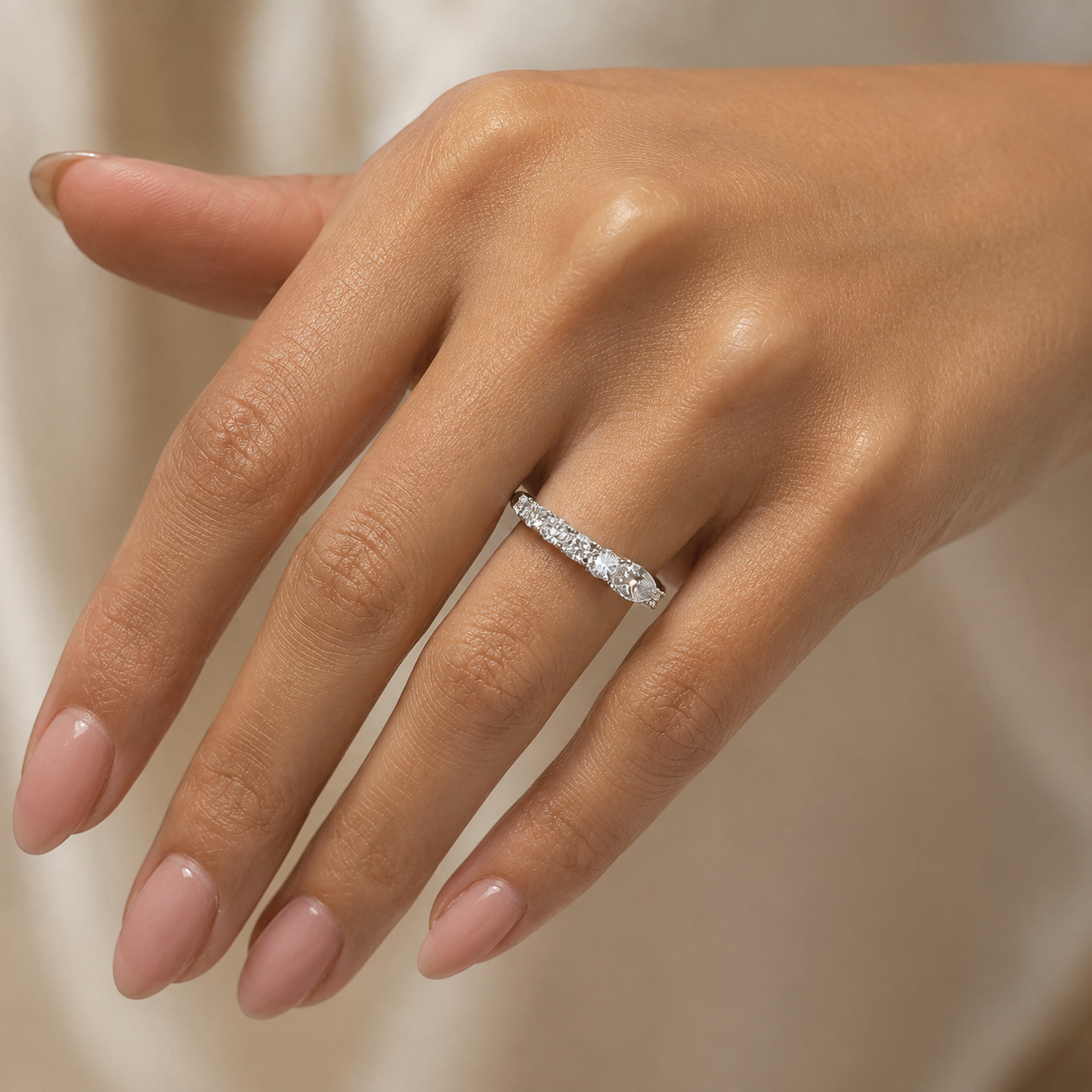 1.05 CT Lab-Grown Diamond Band Fashion Ring in 14K White Gold (D–F / VS1–VS2)