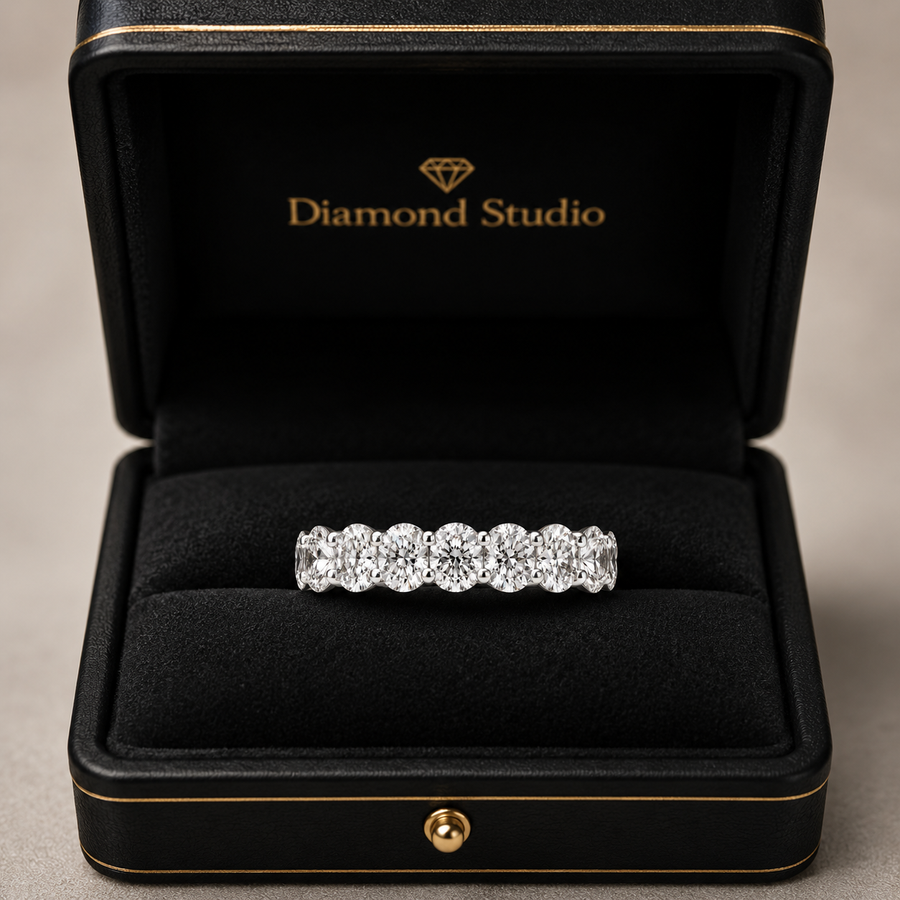 8.58 CT Lab-Grown Diamond Eternity Ring in 14K White Gold (D–F / VS1–VS2)