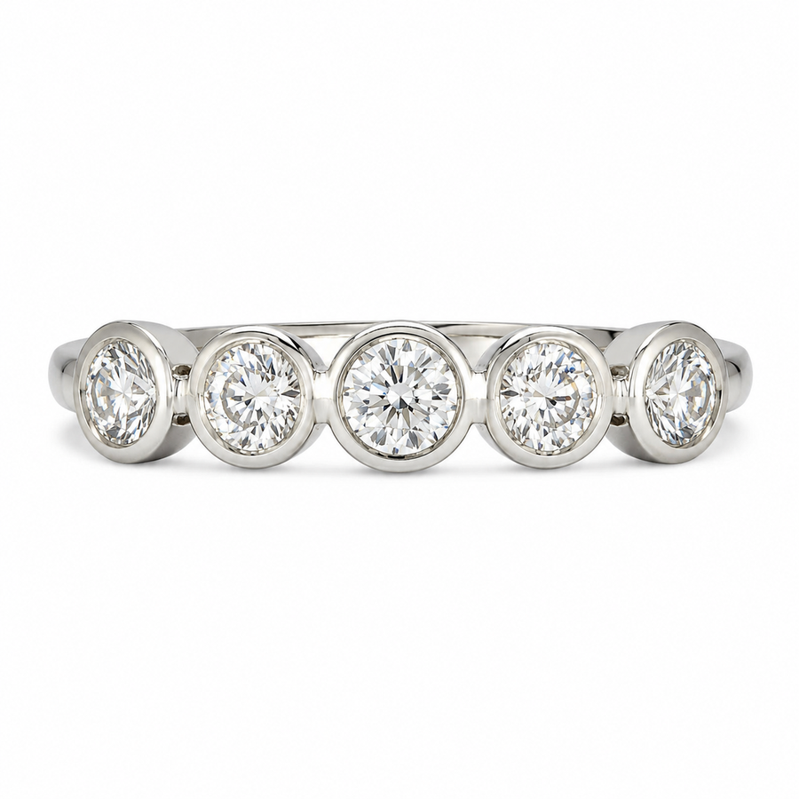 1.28 CT Lab-Grown Diamond Half Eternity Band in 14K White Gold (D–F / VS1–VS2)