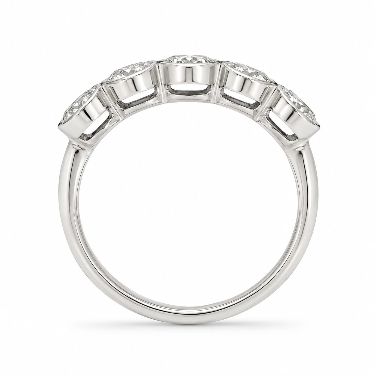 1.28 CT Lab-Grown Diamond Half Eternity Band in 14K White Gold (D–F / VS1–VS2)