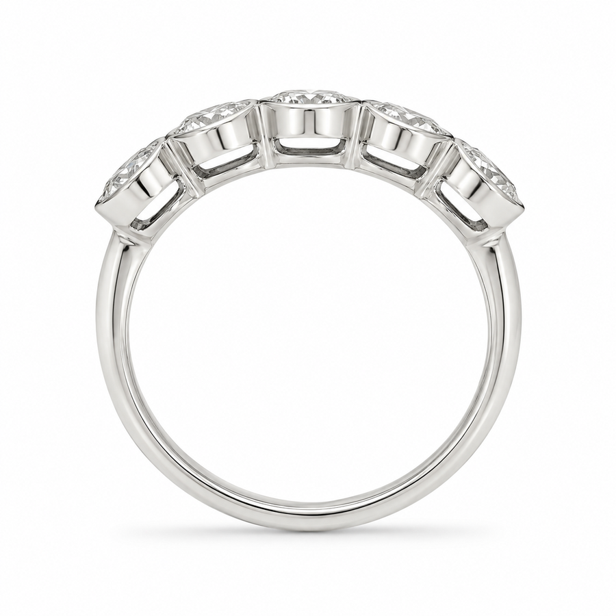 1.28 CT Lab-Grown Diamond Half Eternity Band in 14K White Gold (D–F / VS1–VS2)