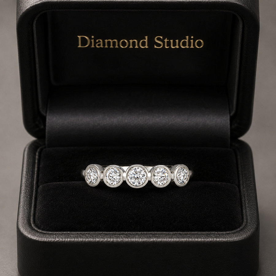 1.28 CT Lab-Grown Diamond Half Eternity Band in 14K White Gold (D–F / VS1–VS2)