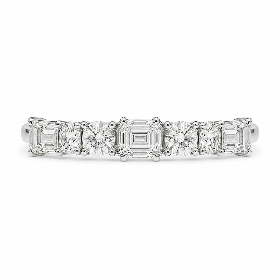 2.06 CT Lab-Grown Diamond Half Eternity Band in 14K White Gold (D–F / VS1–VS2)
