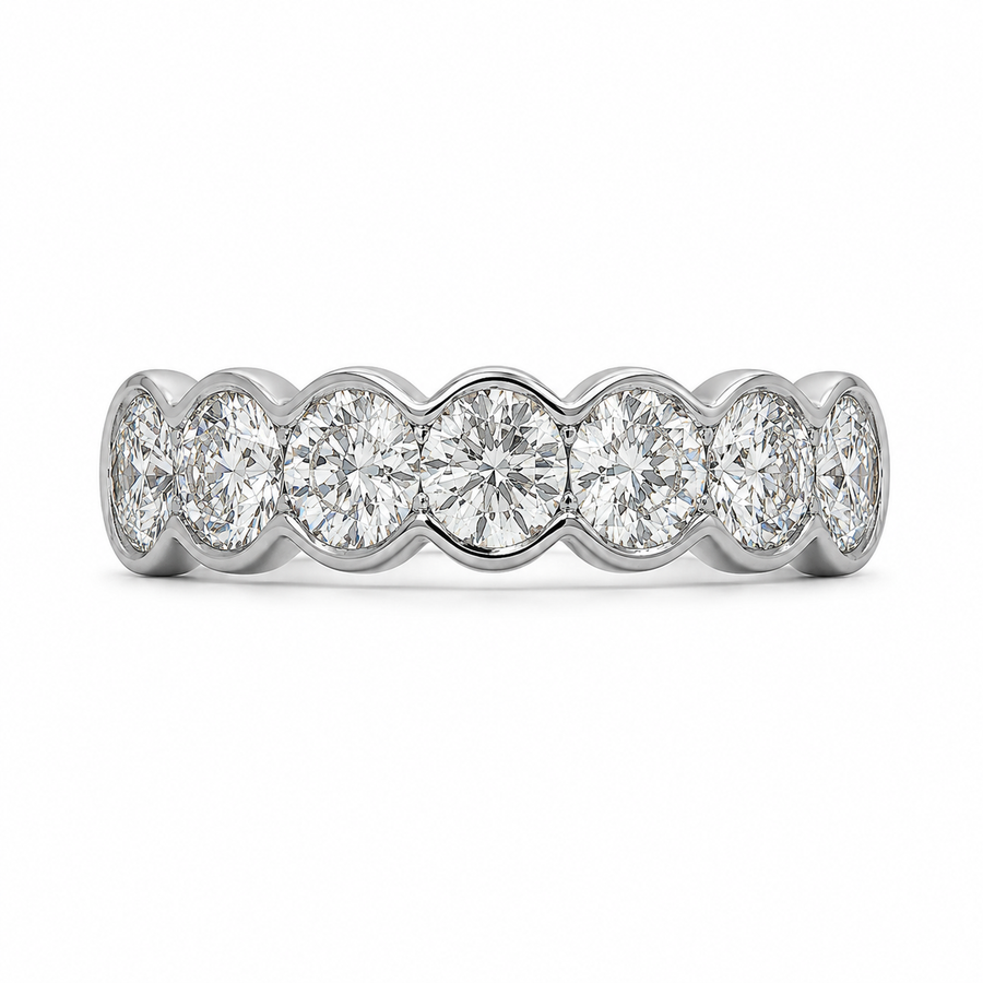 2.10 CT Lab-Grown Diamond Band Fashion Ring in 14K White Gold (D–F / VS1–VS2)