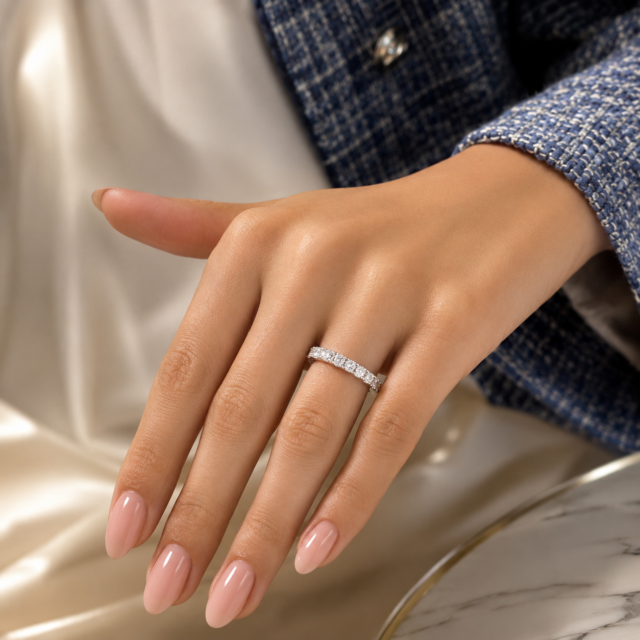 2.58 CT Lab-Grown Diamond Eternity Ring in 14K White Gold (D–F / VS1–VS2)