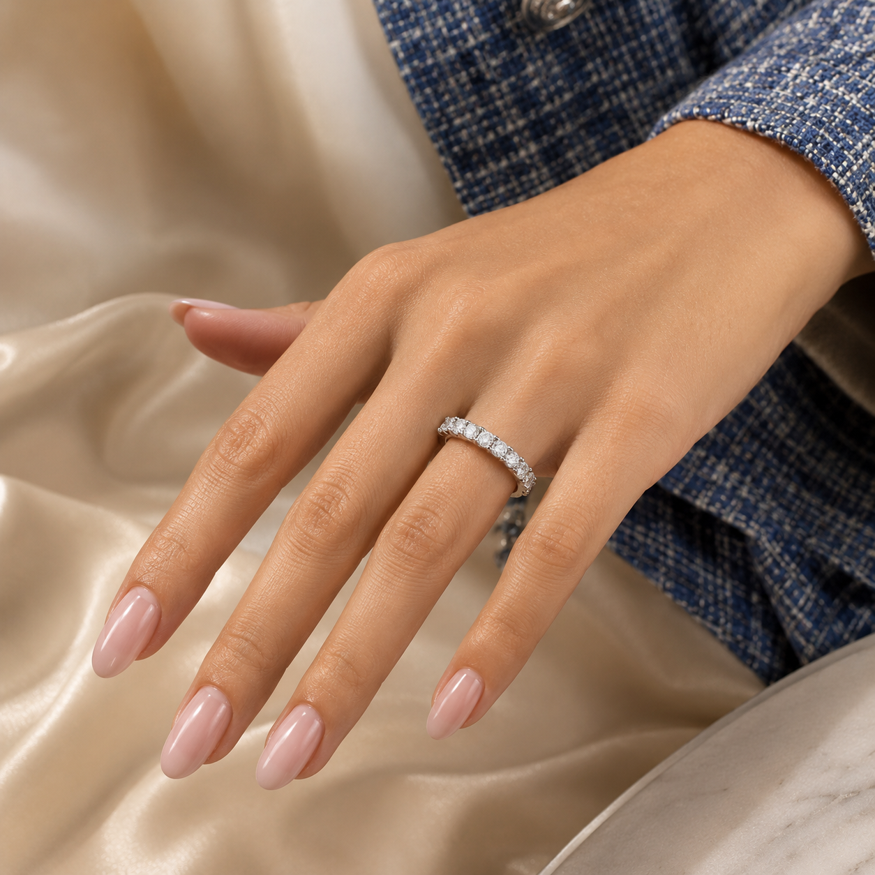 2.58 CT Lab-Grown Diamond Eternity Ring in 14K White Gold (D–F / VS1–VS2)