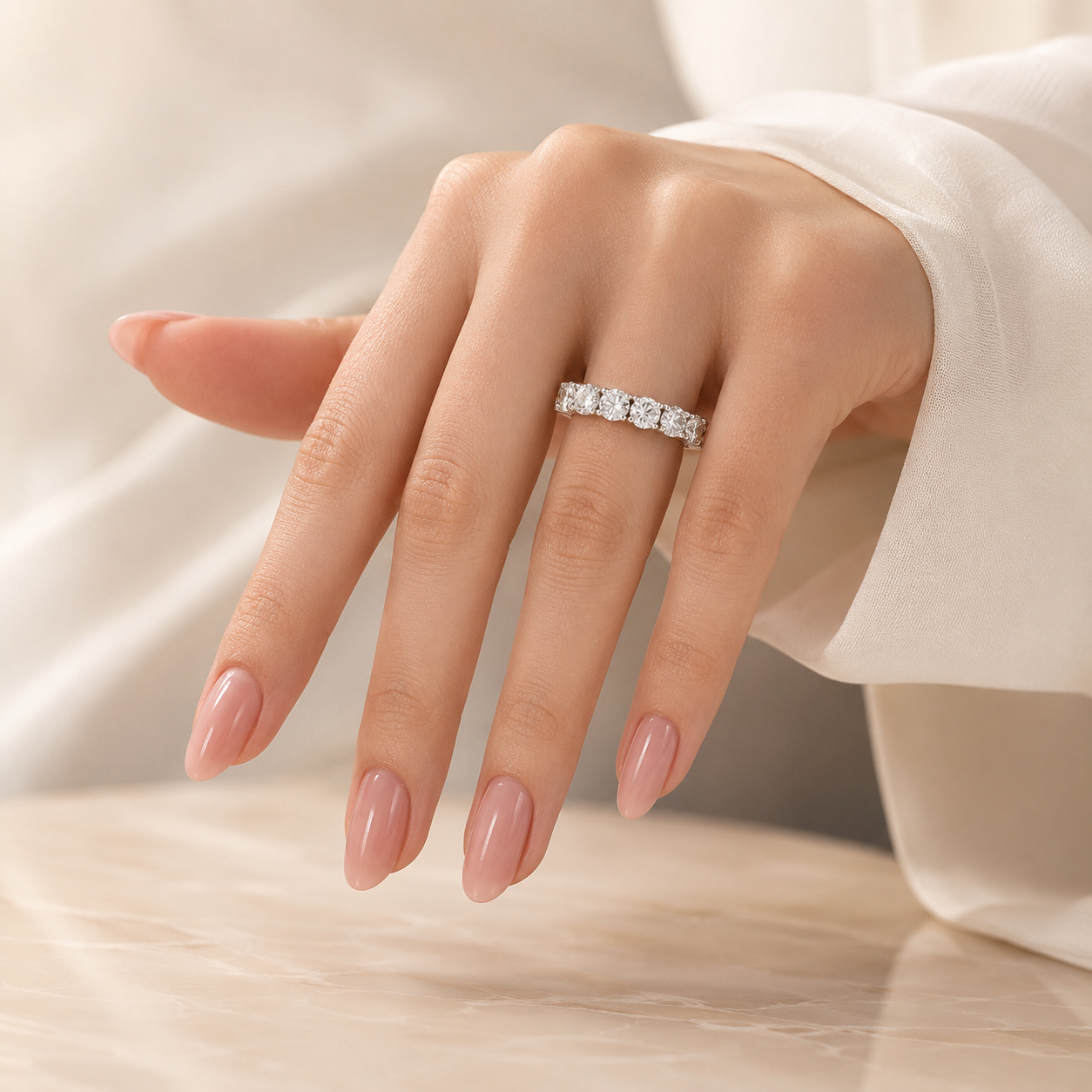 6.29 CT Lab-Grown Diamond Eternity Band in 14K White Gold (D–F / VS1–VS2)