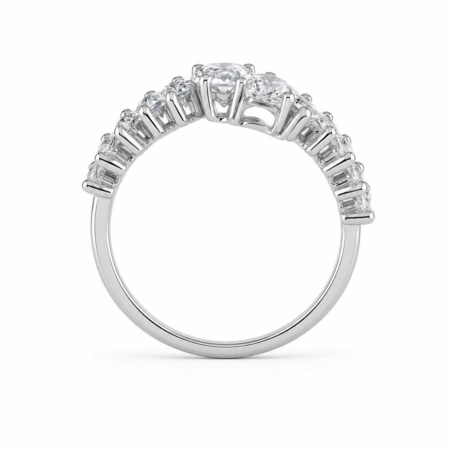 1.85 CT Lab-Grown Diamond Half Eternity Ring in 14K White Gold (D–F / VS1–VS2)