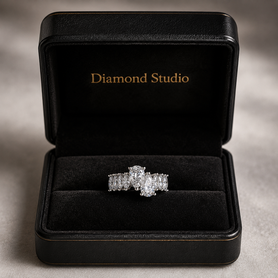 1.85 CT Lab-Grown Diamond Half Eternity Ring in 14K White Gold (D–F / VS1–VS2)