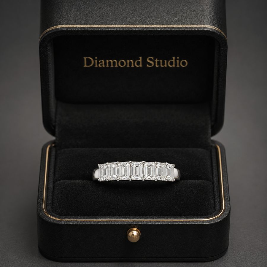 1.00 CT Lab-Grown Diamond Half Eternity Ring in 14K White Gold (D–F / VS1–VS2)