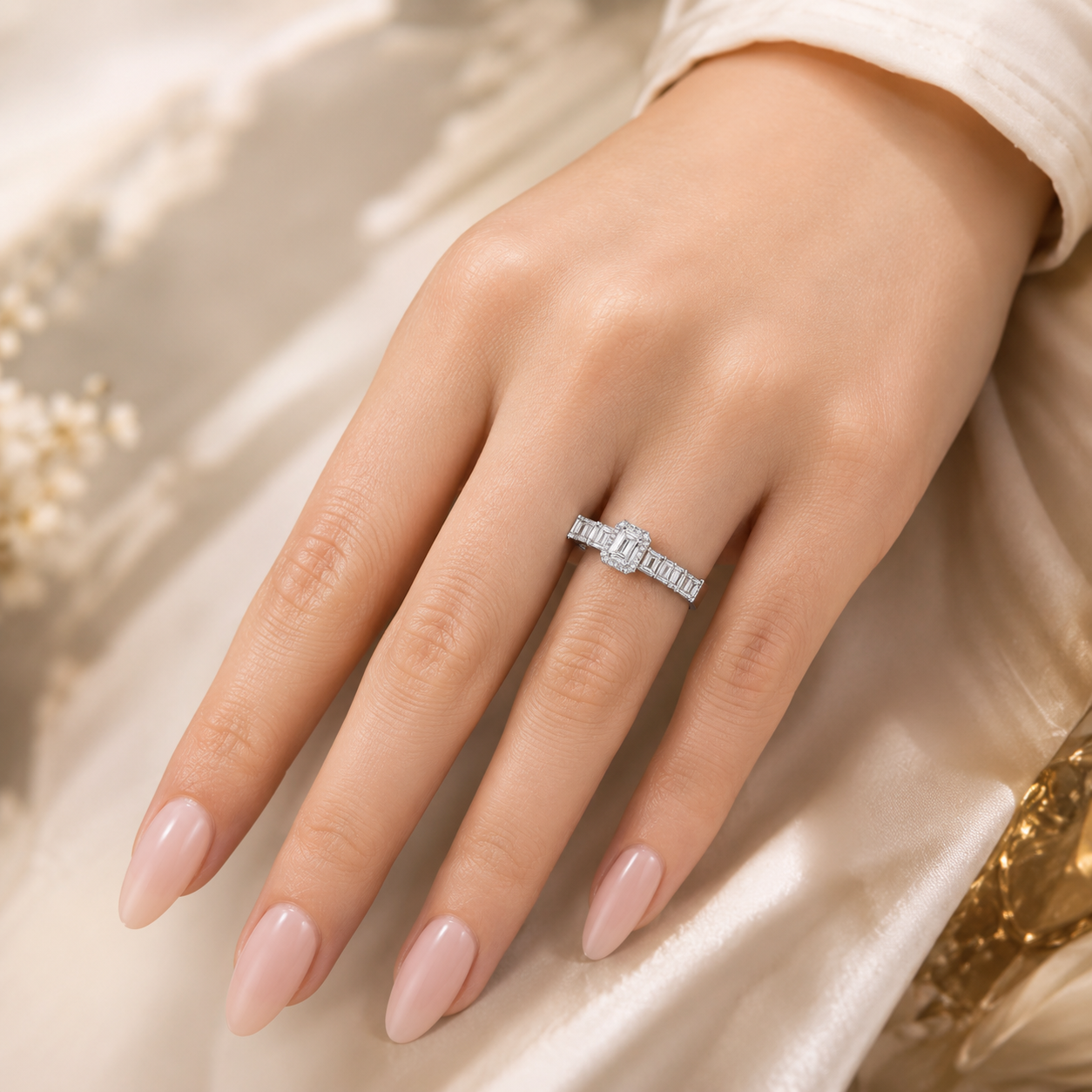 1.50 CT Lab-Grown Diamond Band Fashion Ring in 14K White Gold (D–F / VS1–VS2)