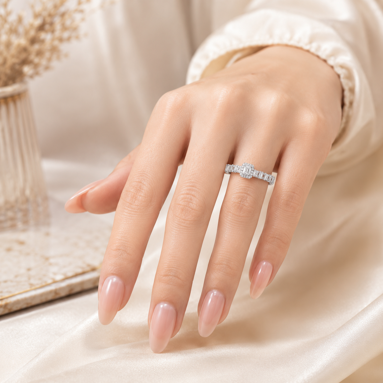 1.50 CT Lab-Grown Diamond Band Fashion Ring in 14K White Gold (D–F / VS1–VS2)