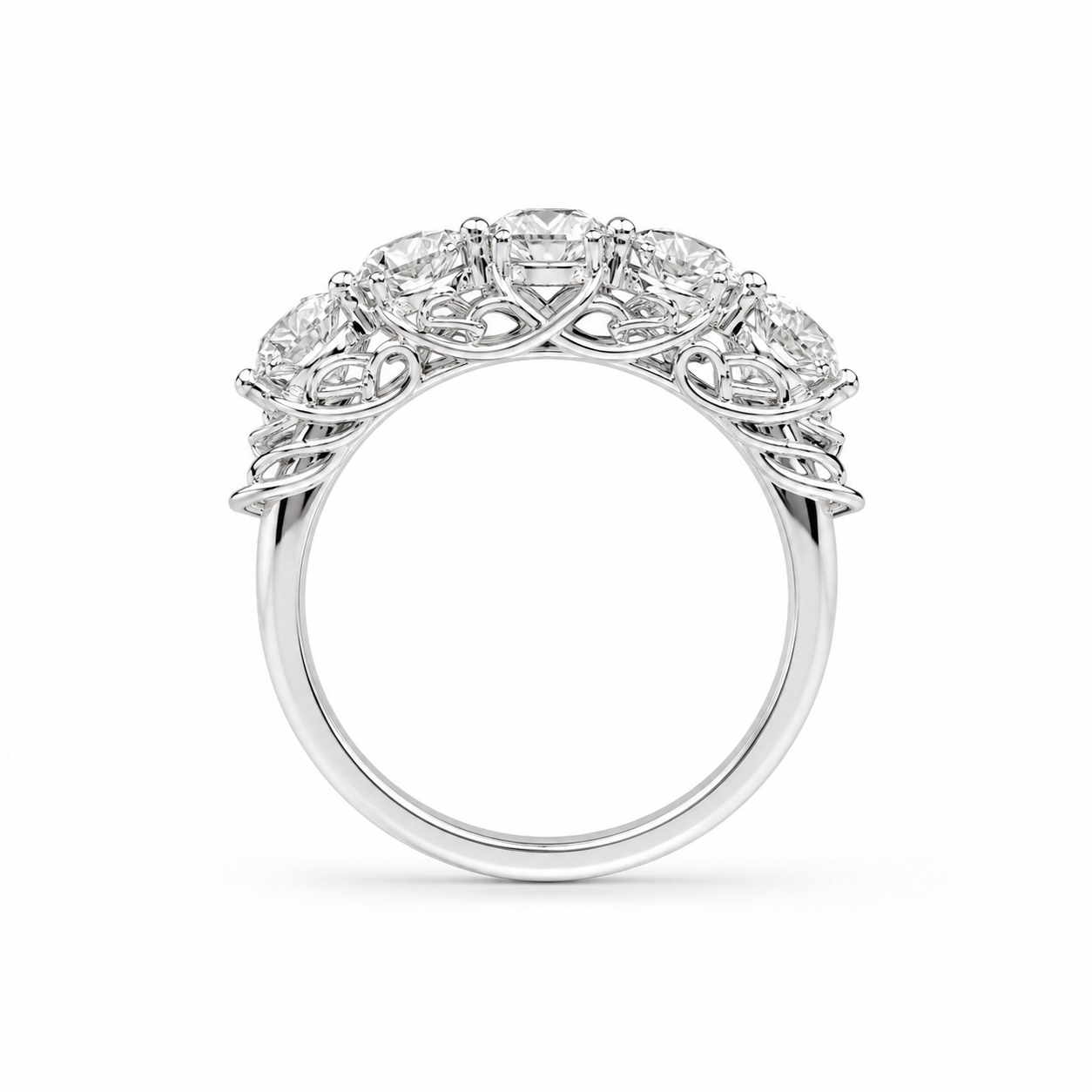 1.30 CT Lab-Grown Diamond Stackable Fashion Ring in 14K White Gold (D–F / VS1–VS2)