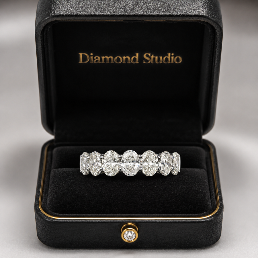 3.52 CT Lab-Grown Diamond Half Eternity Ring in 14K White Gold (D–F / VS1–VS2)