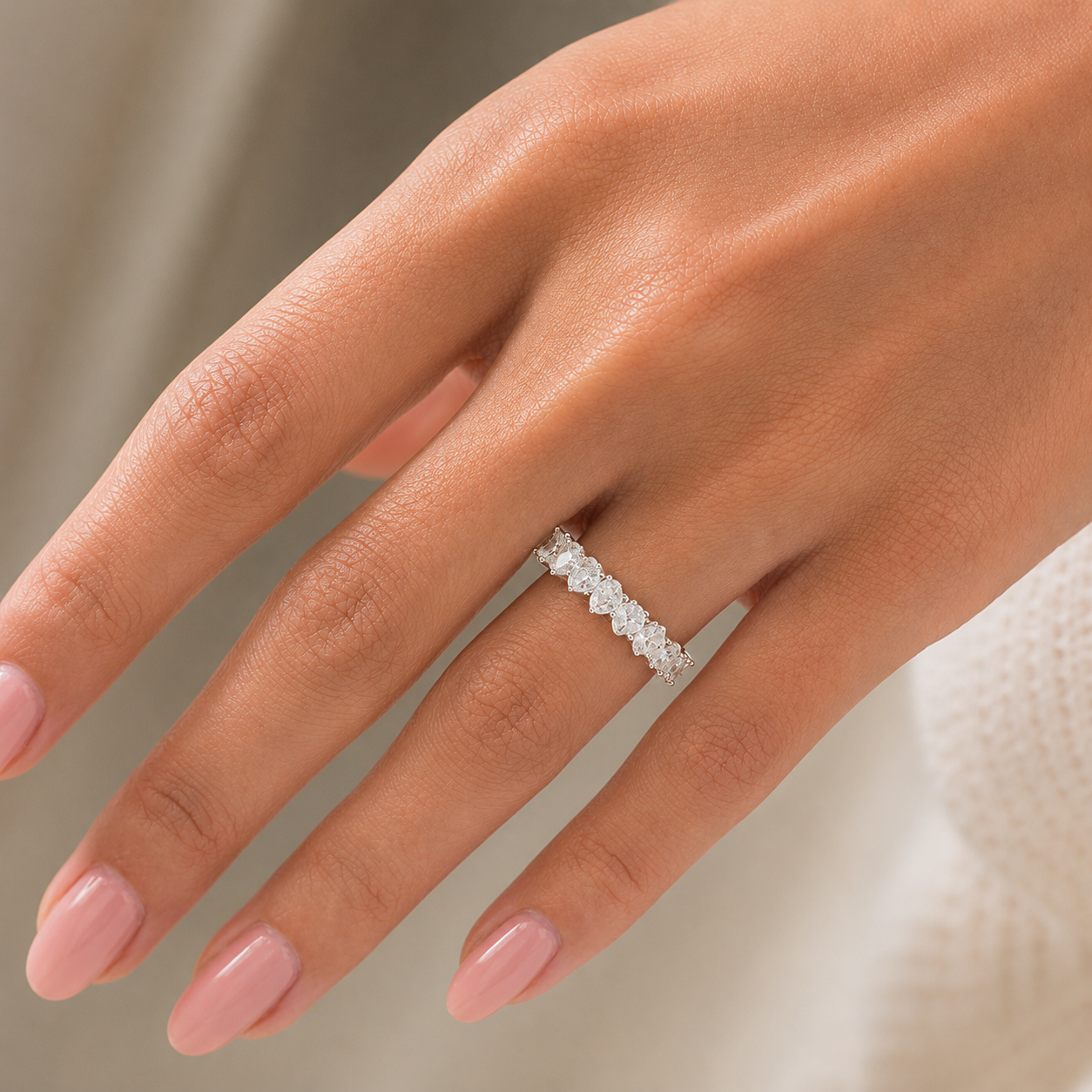 1.20 CT Lab-Grown Diamond Stackable Fashion Ring in 14K White Gold (D–F / VS1–VS2)