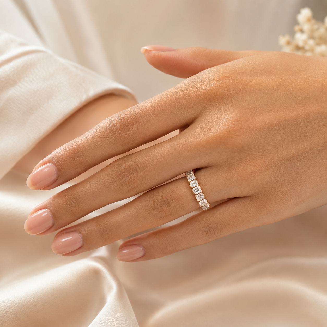 1.00 CT Lab-Grown Diamond Stackable Fashion Ring in 14K White Gold (D–F / VS1–VS2)
