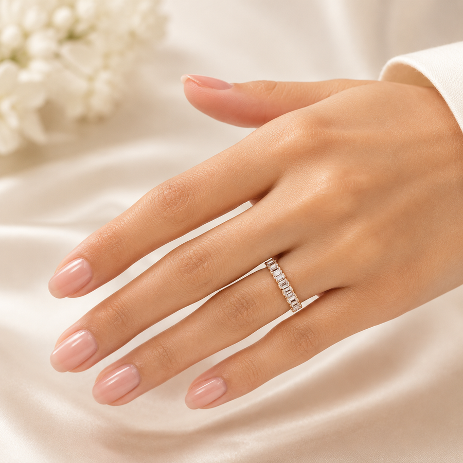 1.00 CT Lab-Grown Diamond Stackable Fashion Ring in 14K White Gold (D–F / VS1–VS2)
