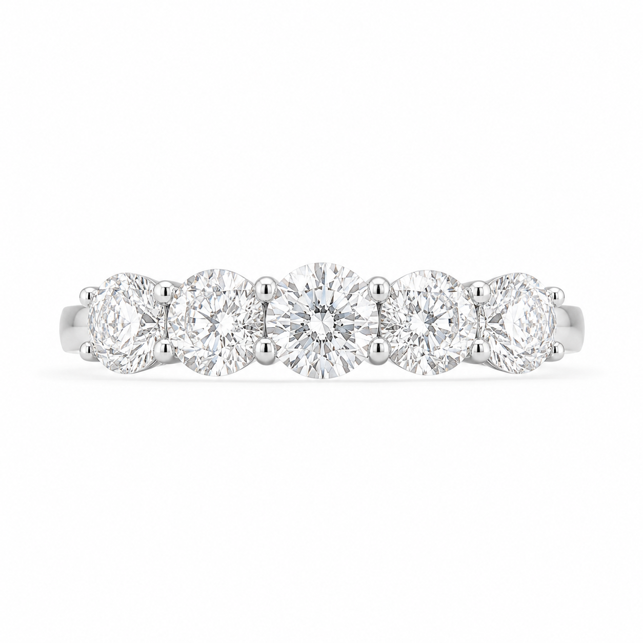 1.90 CT 5-Stone Lab-Grown Diamond Band Ring in 14K White Gold (Dâ€“F / VS1â€“VS2) from Diamond Studio