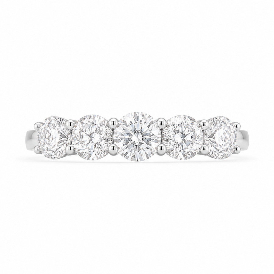 1.90 CT 5-Stone Lab-Grown Diamond Band Ring in 14K White Gold (D–F / VS1–VS2)