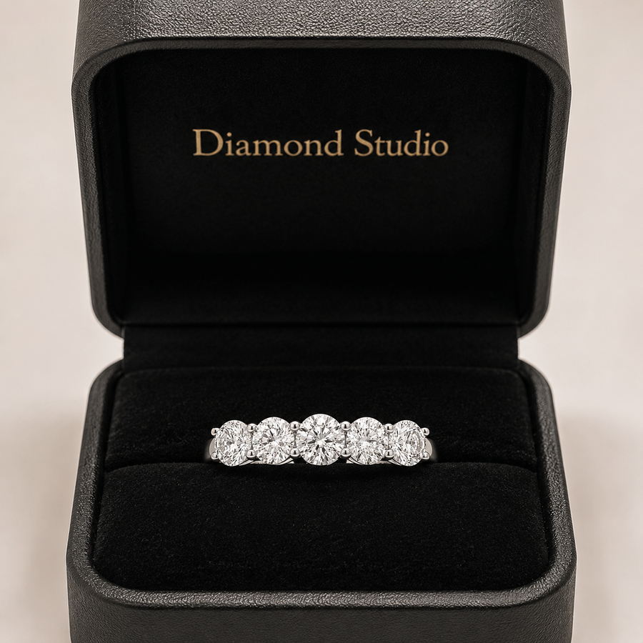 1.90 CT 5-Stone Lab-Grown Diamond Band Ring in 14K White Gold (D–F / VS1–VS2)