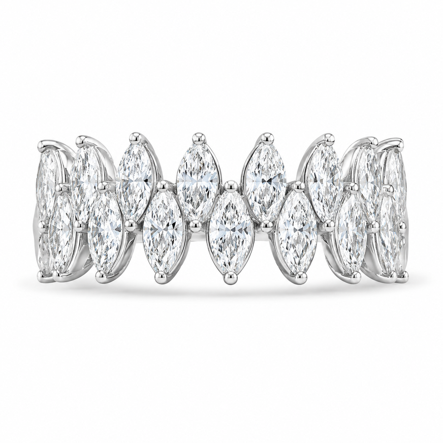 2.80 CT Three-Row Lab-Grown Diamond Eternity Ring in 14K Gold (D–F / VS1–VS2)