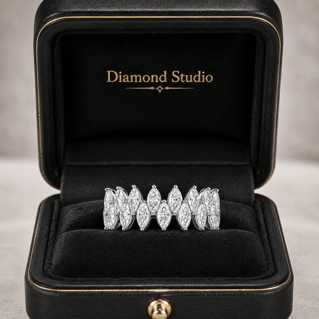 2.80 CT Three-Row Lab-Grown Diamond Eternity Ring in 14K Gold (D–F / VS1–VS2)