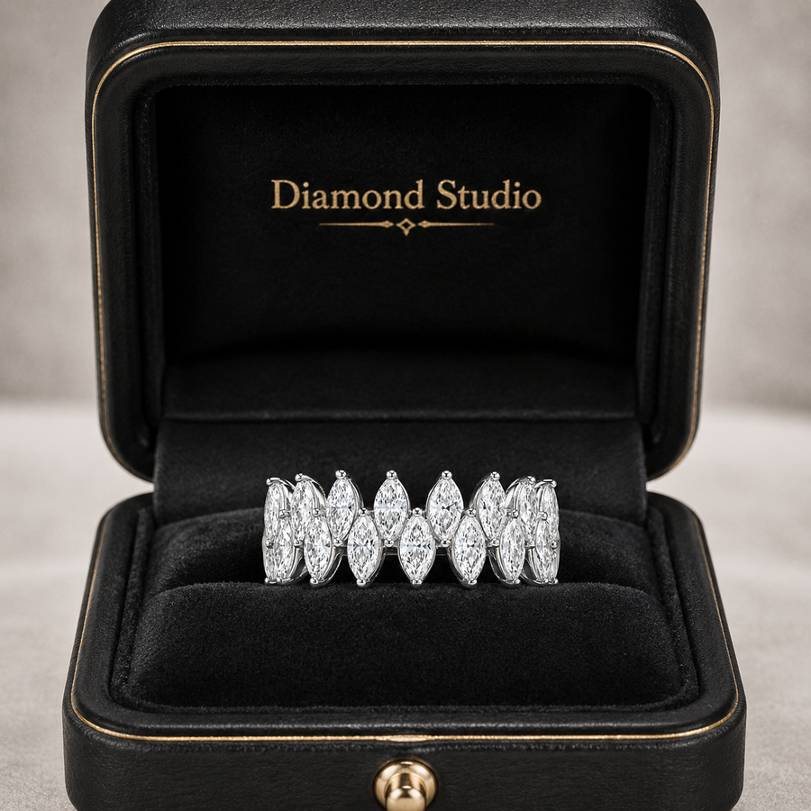 2.80 CT Three-Row Lab-Grown Diamond Eternity Ring in 14K Gold (D–F / VS1–VS2)