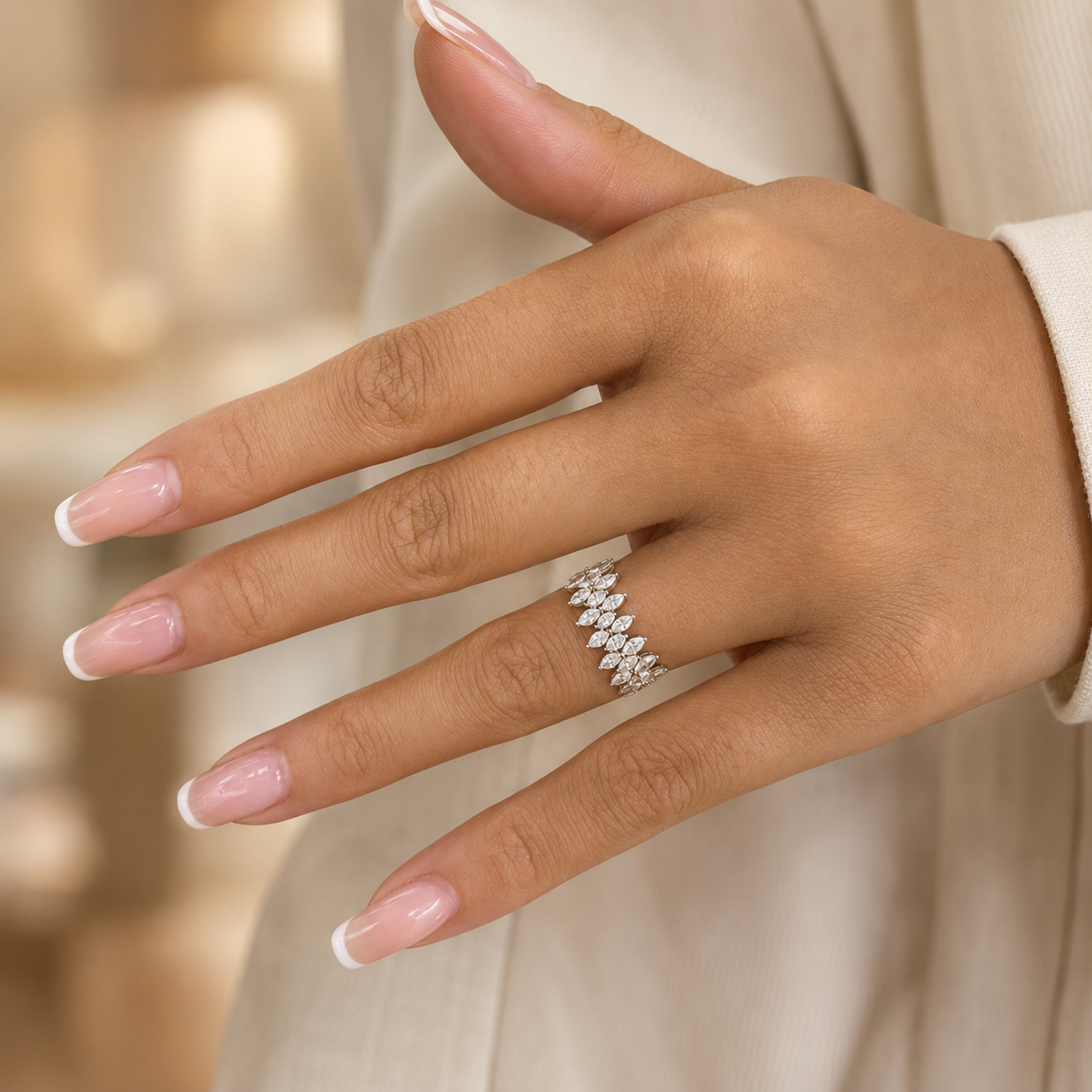 2.80 CT Three-Row Lab-Grown Diamond Eternity Ring in 14K Gold (D–F / VS1–VS2)