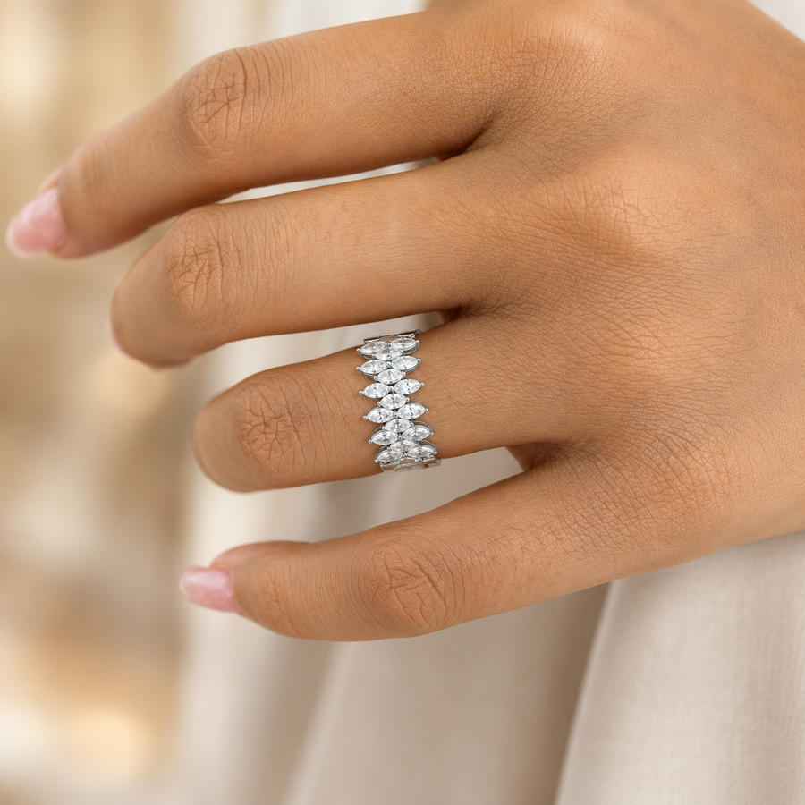 2.80 CT Three-Row Lab-Grown Diamond Eternity Ring in 14K Gold (D–F / VS1–VS2)