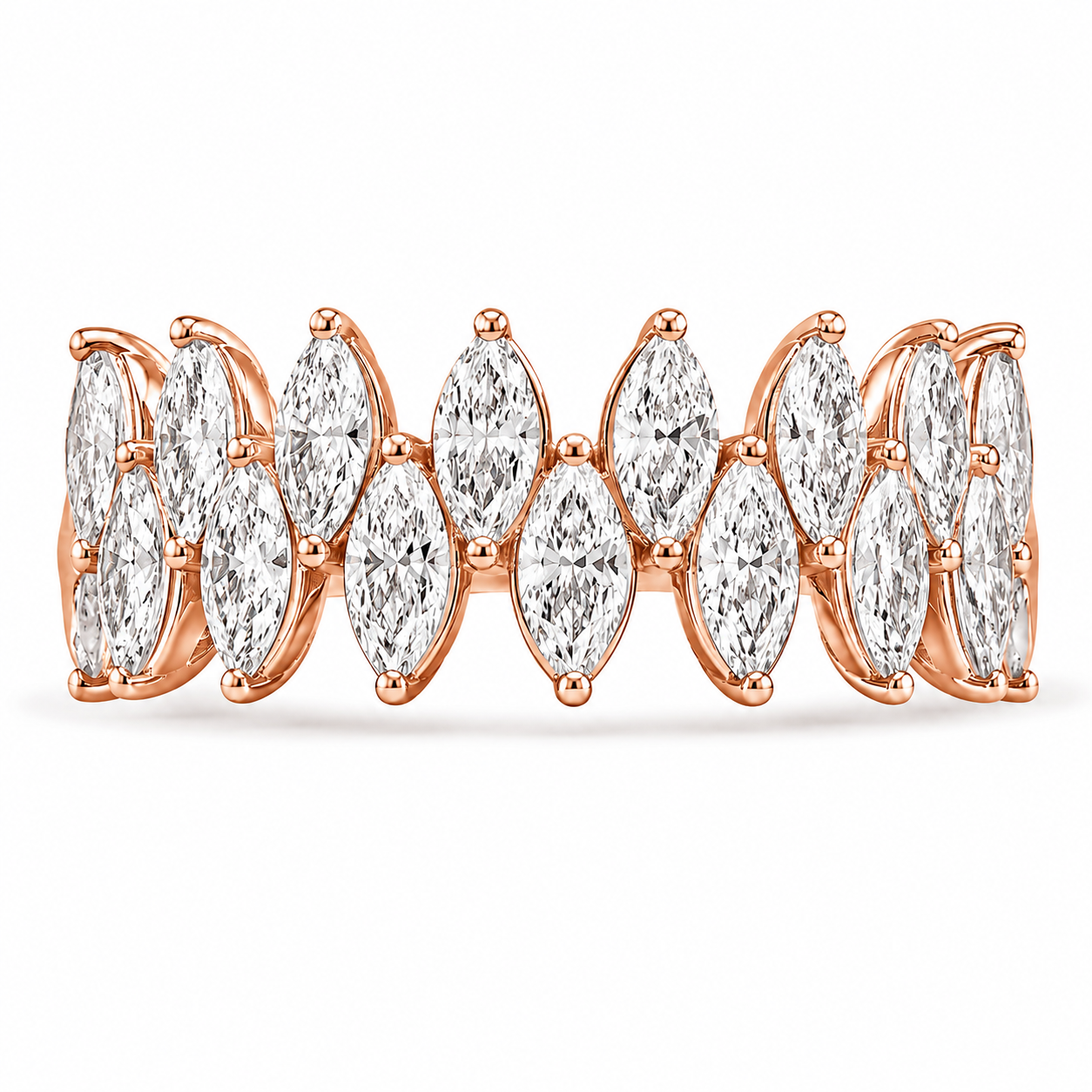 2.80 CT Three-Row Lab-Grown Diamond Eternity Ring in 14K Gold (D–F / VS1–VS2)
