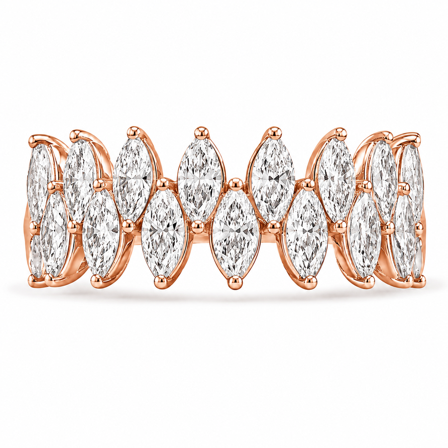 2.80 CT Three-Row Lab-Grown Diamond Eternity Ring in 14K Gold (D–F / VS1–VS2)