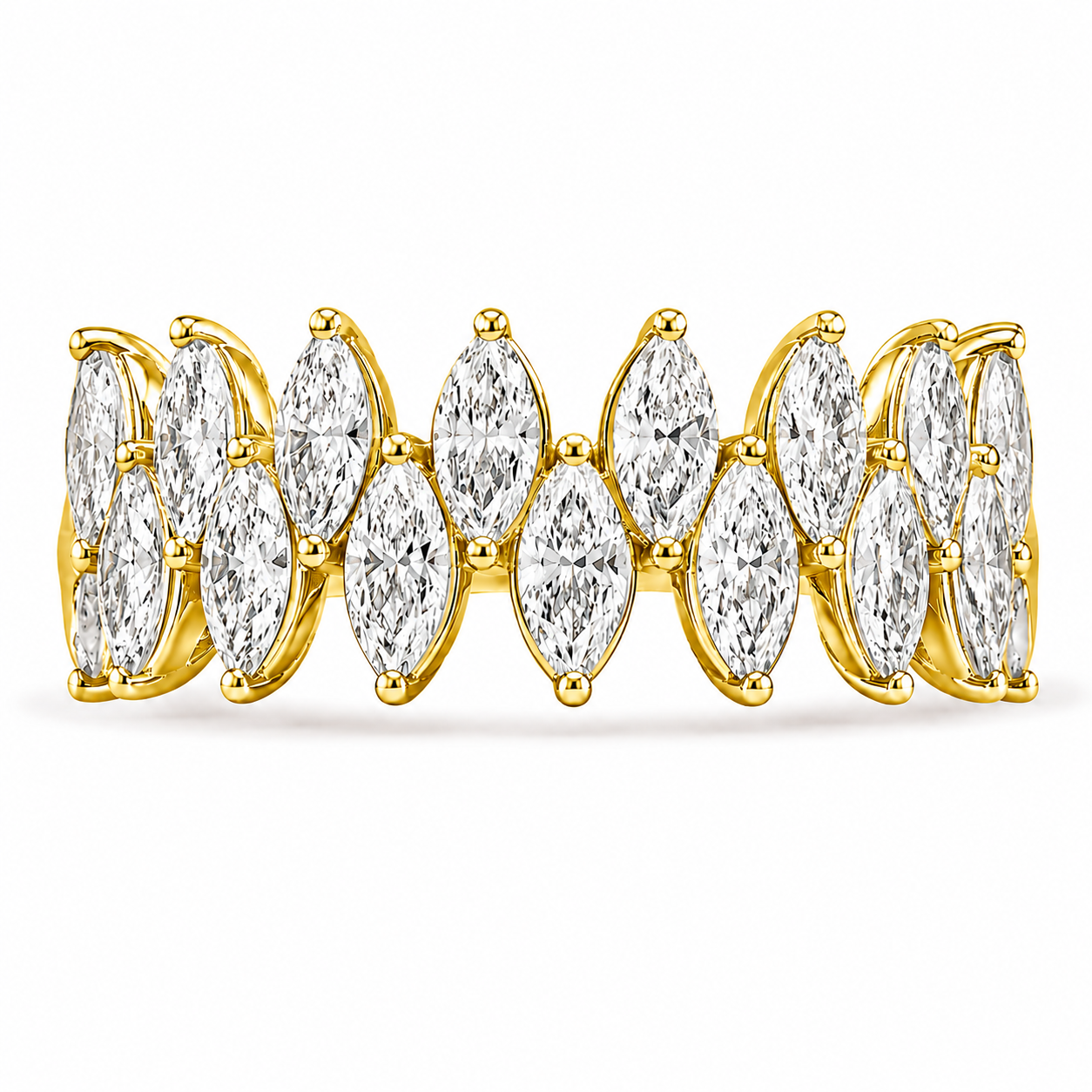 2.80 CT Three-Row Lab-Grown Diamond Eternity Ring in 14K Gold (D–F / VS1–VS2)
