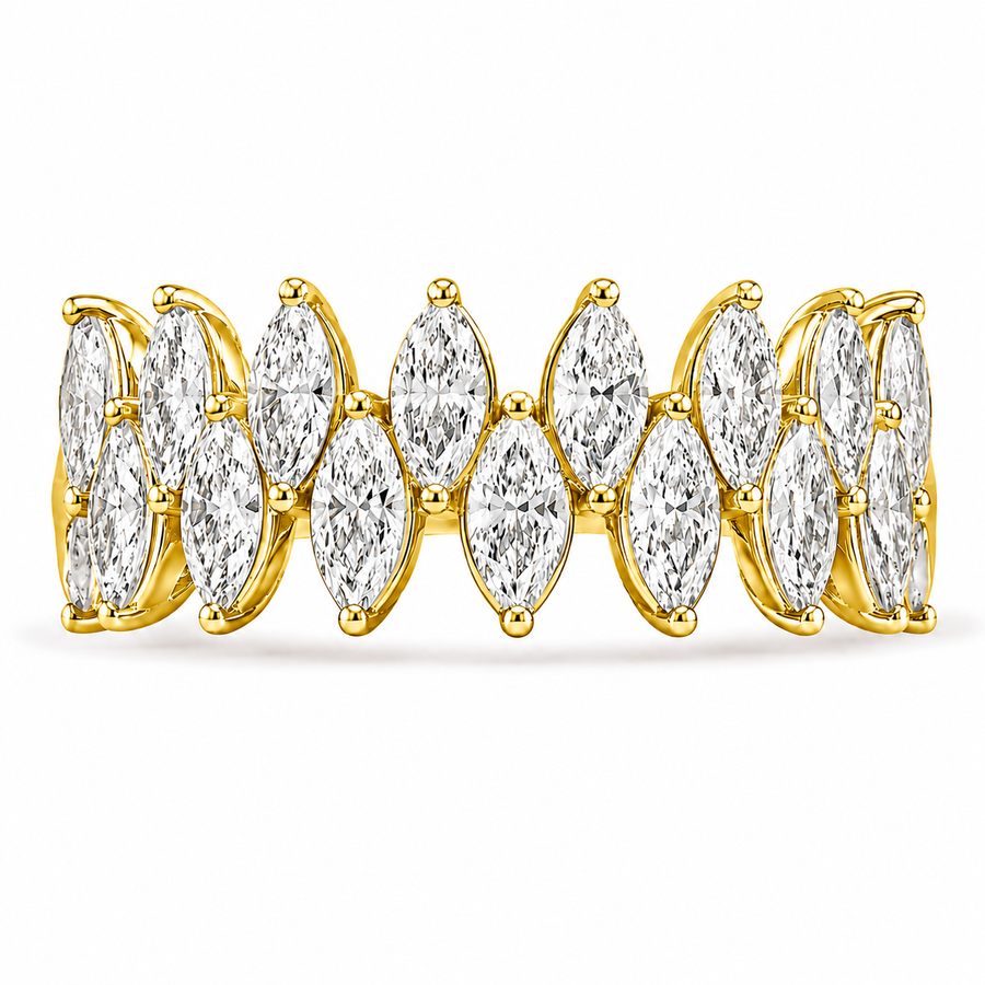 2.80 CT Three-Row Lab-Grown Diamond Eternity Ring in 14K Gold (D–F / VS1–VS2)