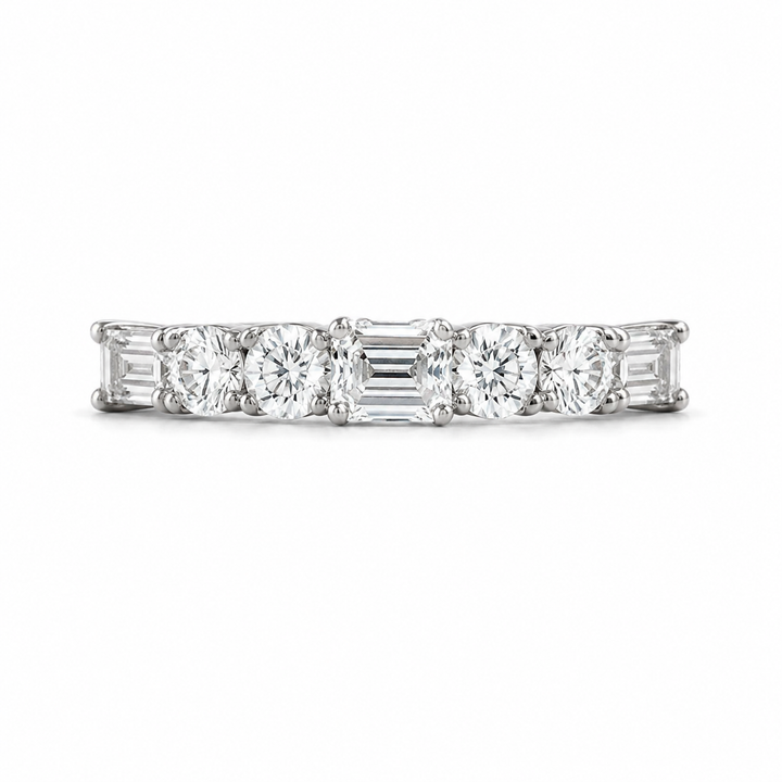 2.30 CT Emerald & Round Lab-Grown Diamond Ring in 14K White Gold (Dâ€“F / VS1â€“VS2) from Diamond Studio