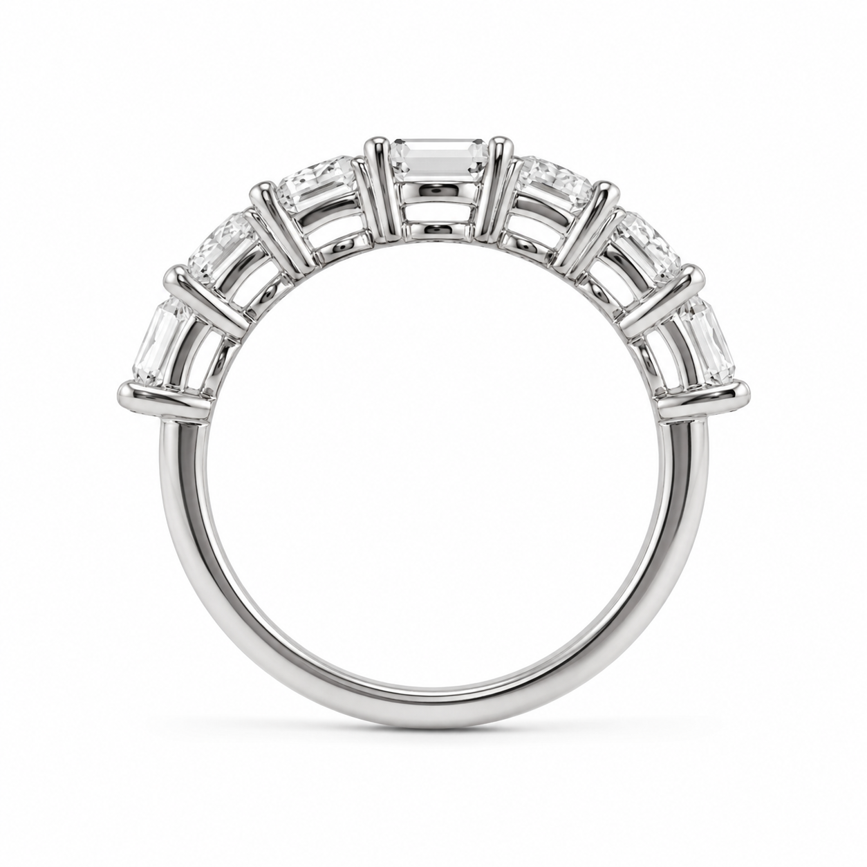 2.30 CT Emerald & Round Lab-Grown Diamond Ring in 14K White Gold (D–F / VS1–VS2)