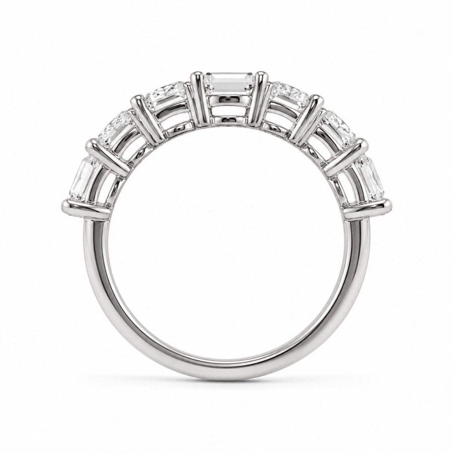 2.30 CT Emerald & Round Lab-Grown Diamond Ring in 14K White Gold (D–F / VS1–VS2)
