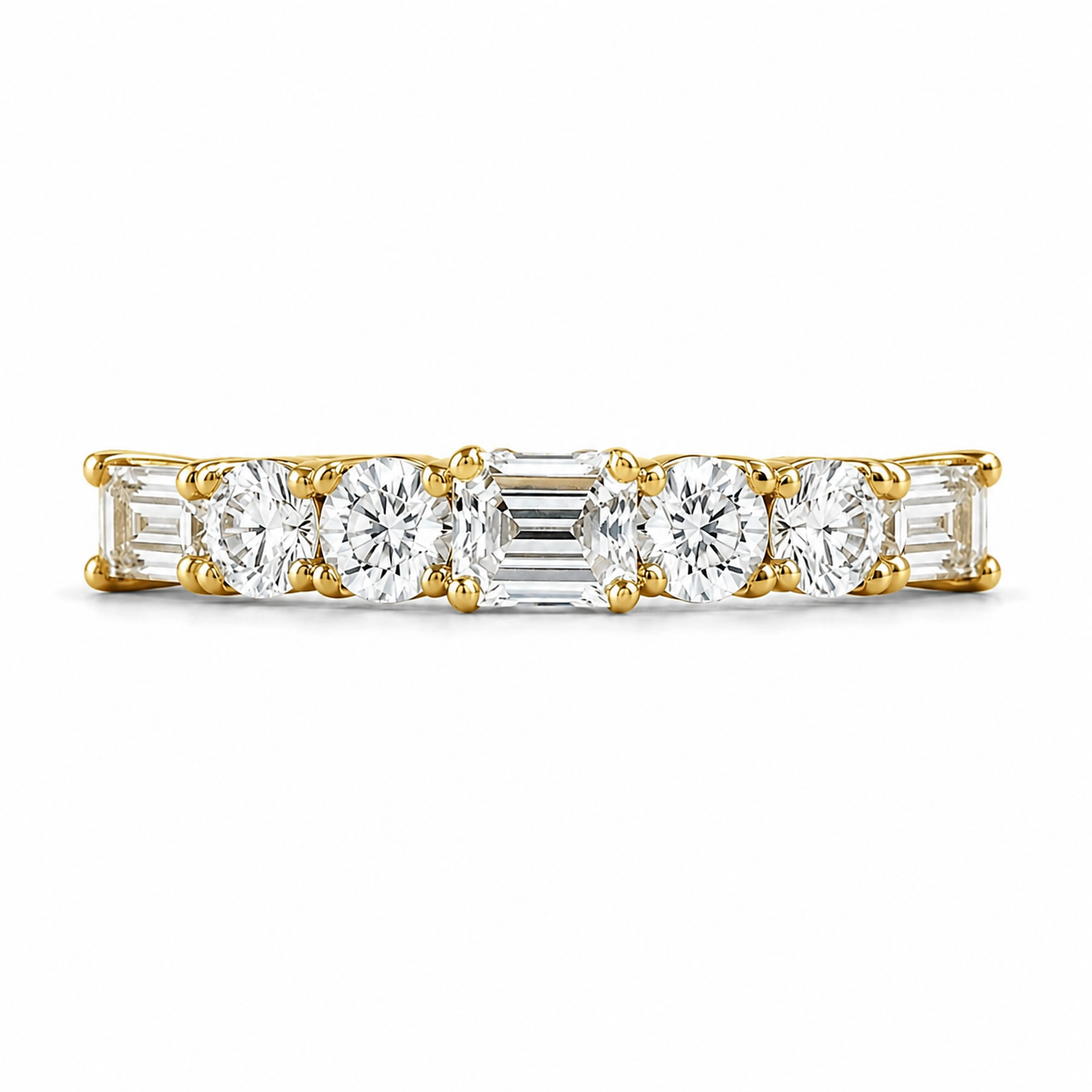 2.30 CT Emerald & Round Lab-Grown Diamond Ring in 14K White Gold (D–F / VS1–VS2)