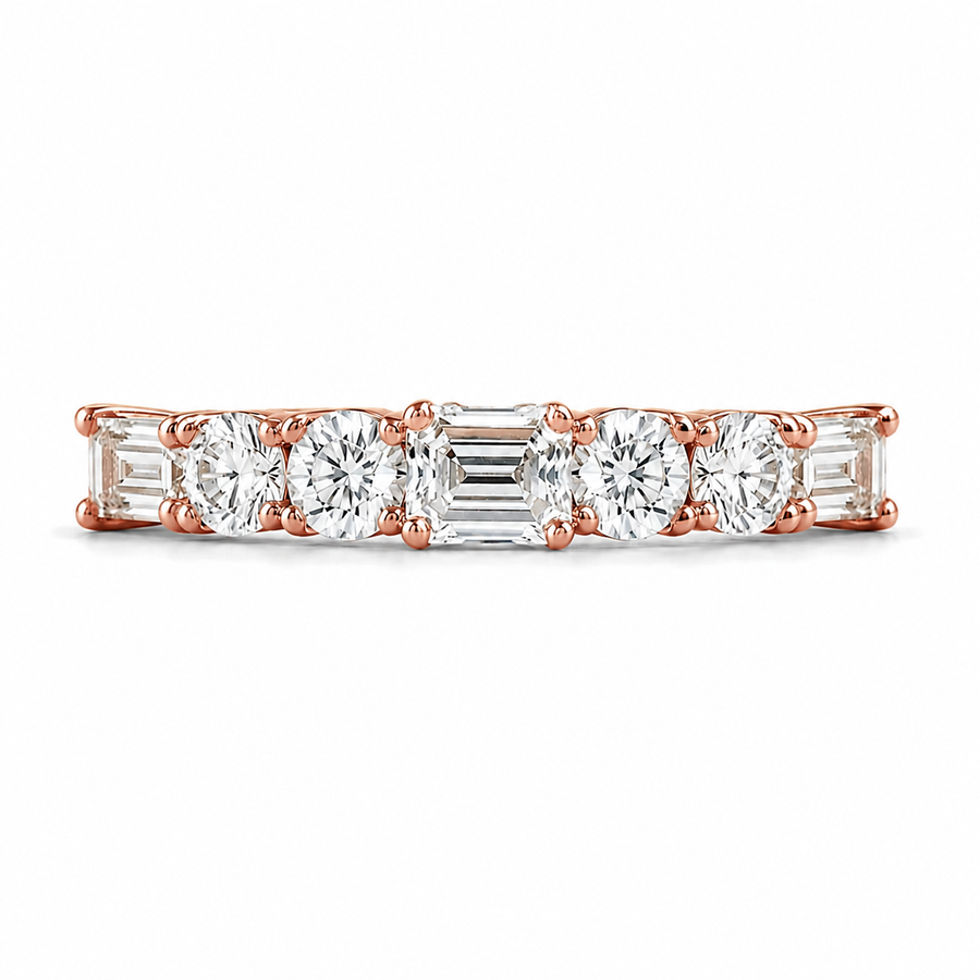2.30 CT Emerald & Round Lab-Grown Diamond Ring in 14K White Gold (D–F / VS1–VS2)